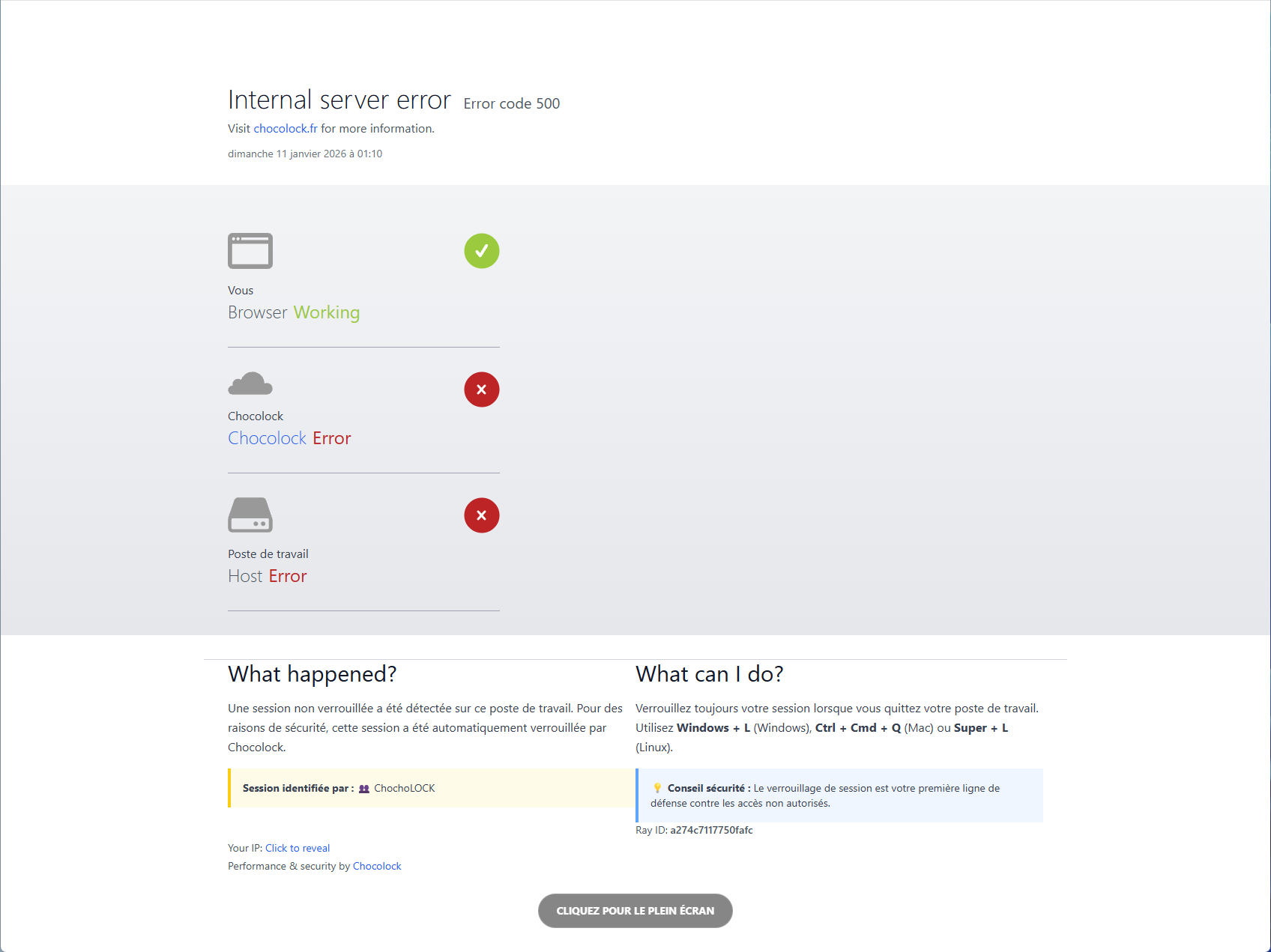 Aperçu de l'écran de verrouillage Chocolock Ciblé - Style Cloudflare
